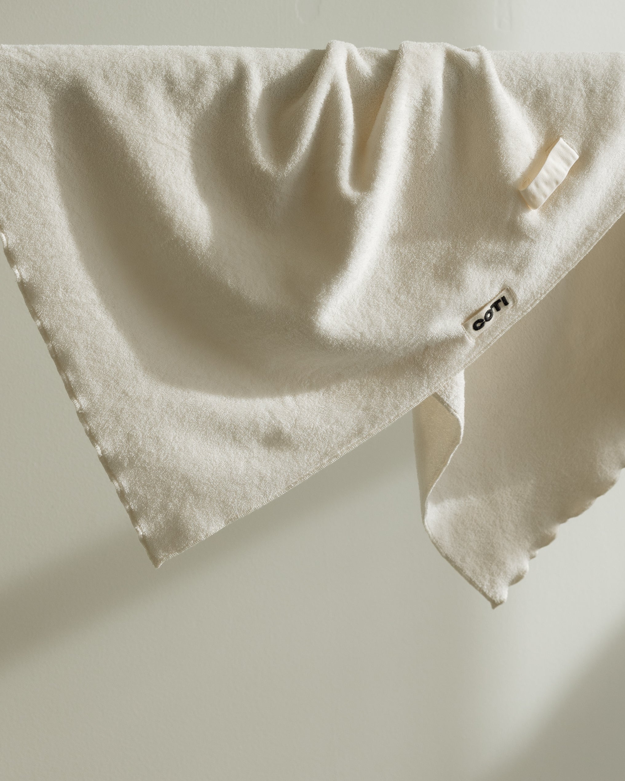 Close-up of COTI knitted terry hair towel fabric.